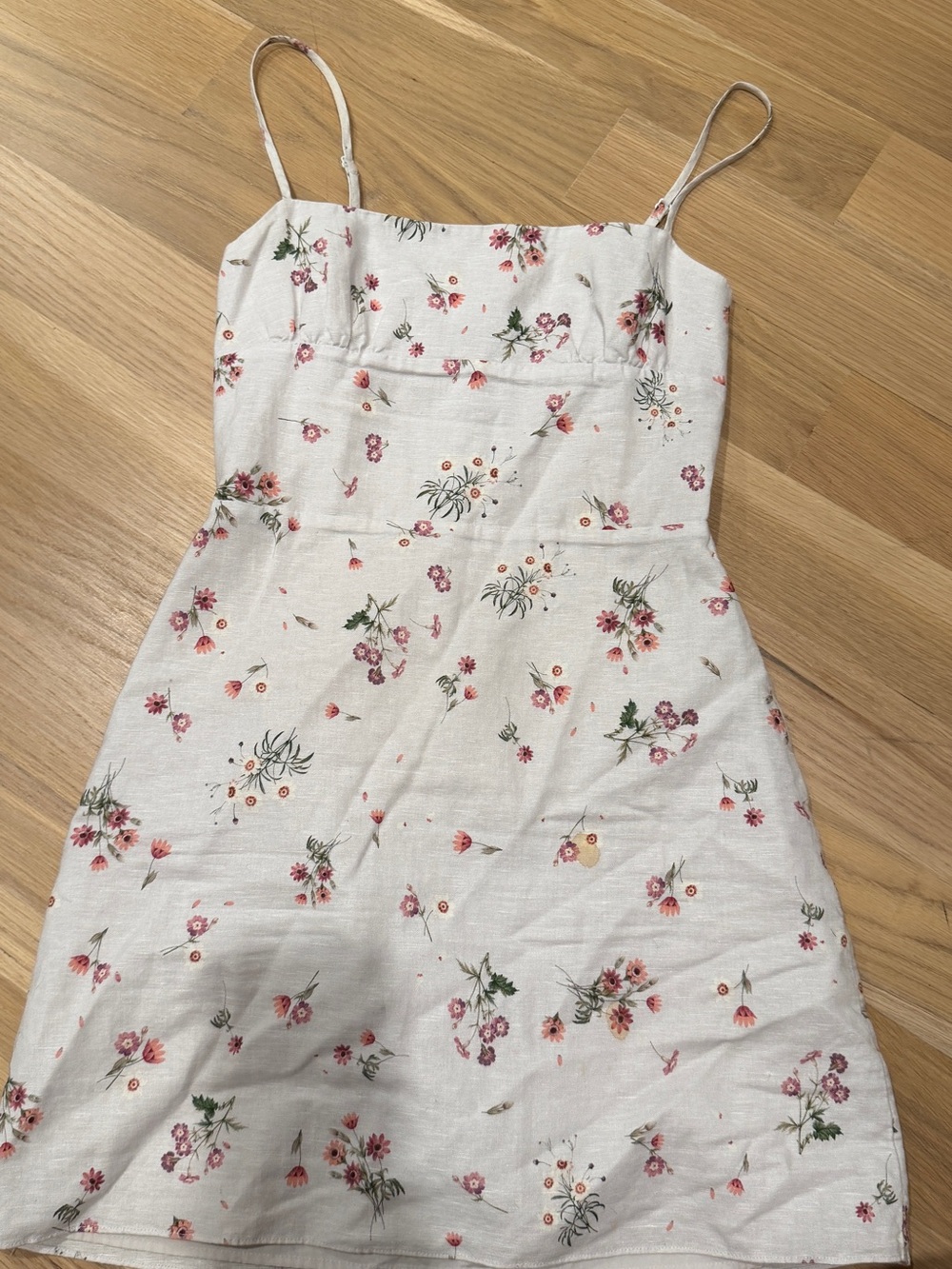 Sunday Best Cream Mini Dress with Pink Floral Print